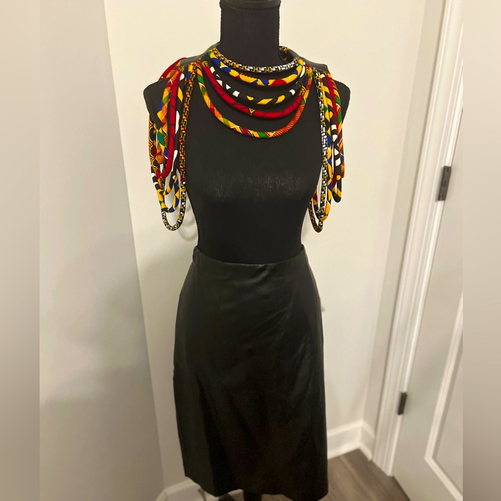Vintage. Ann Taylor faux leather midi pencil skirt